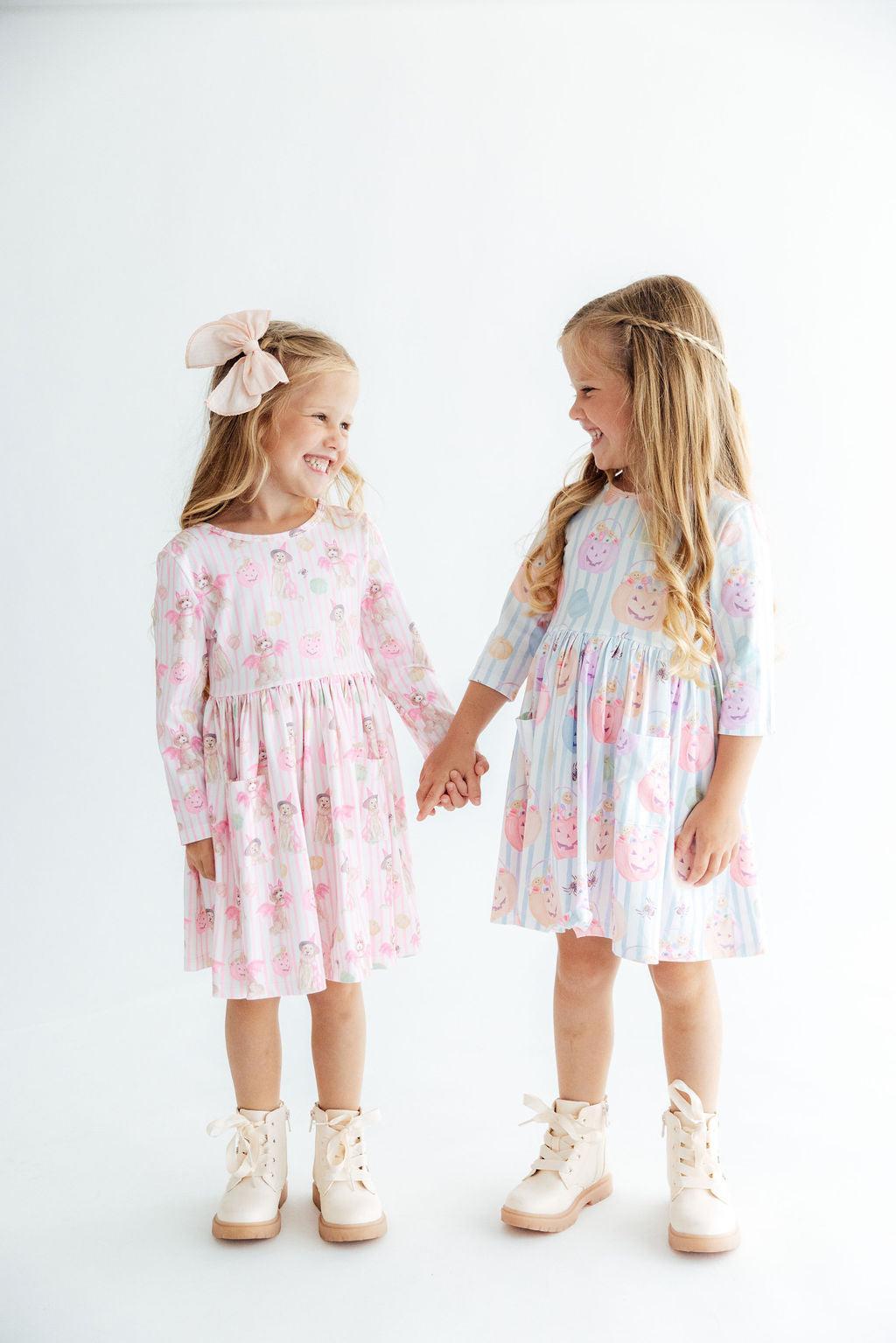 Pawsitively Spooky L/s Pocket Twirl Dress