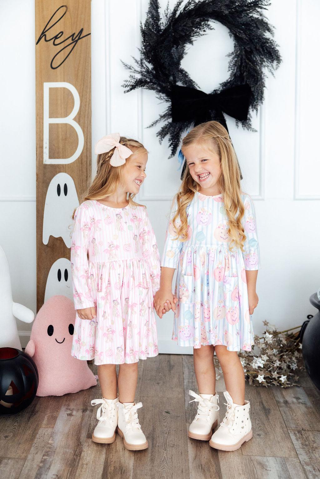 Pawsitively Spooky L/s Pocket Twirl Dress