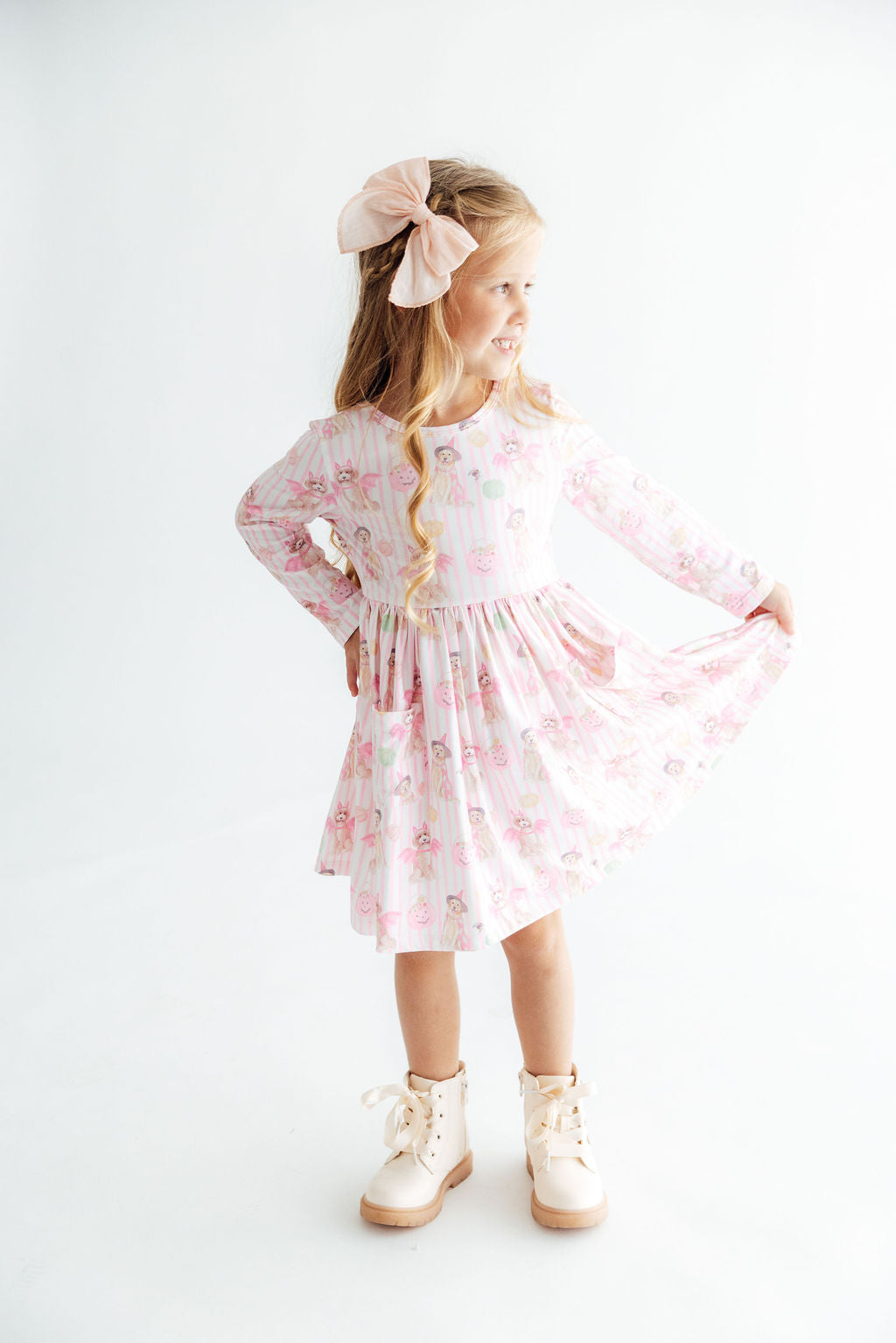 Pawsitively Spooky L/s Pocket Twirl Dress