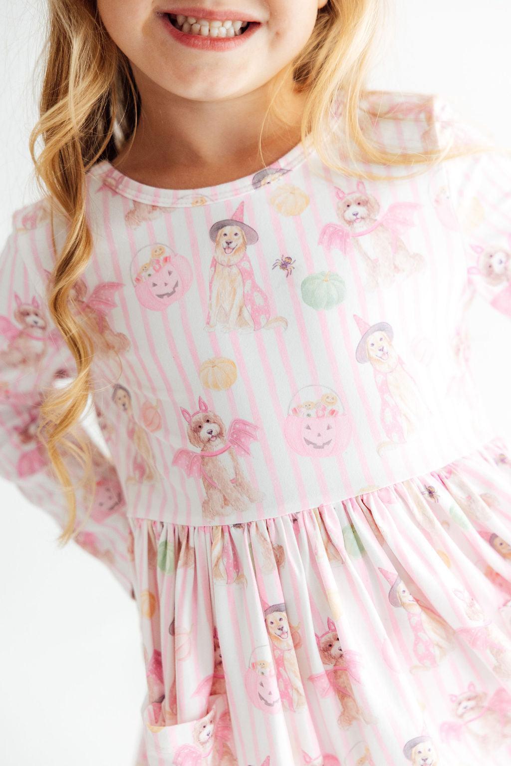 Pawsitively Spooky L/s Pocket Twirl Dress