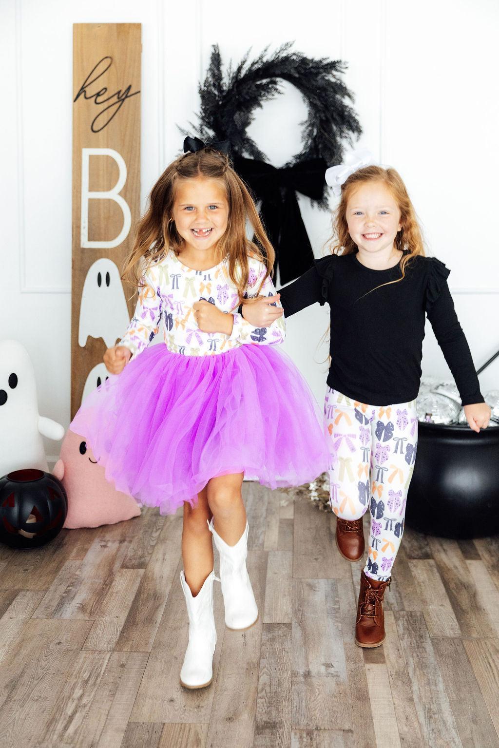 Tied With A Boo L/s Tutu Dress