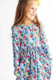 Vintage Floral L/s Pocket Twirl Dress