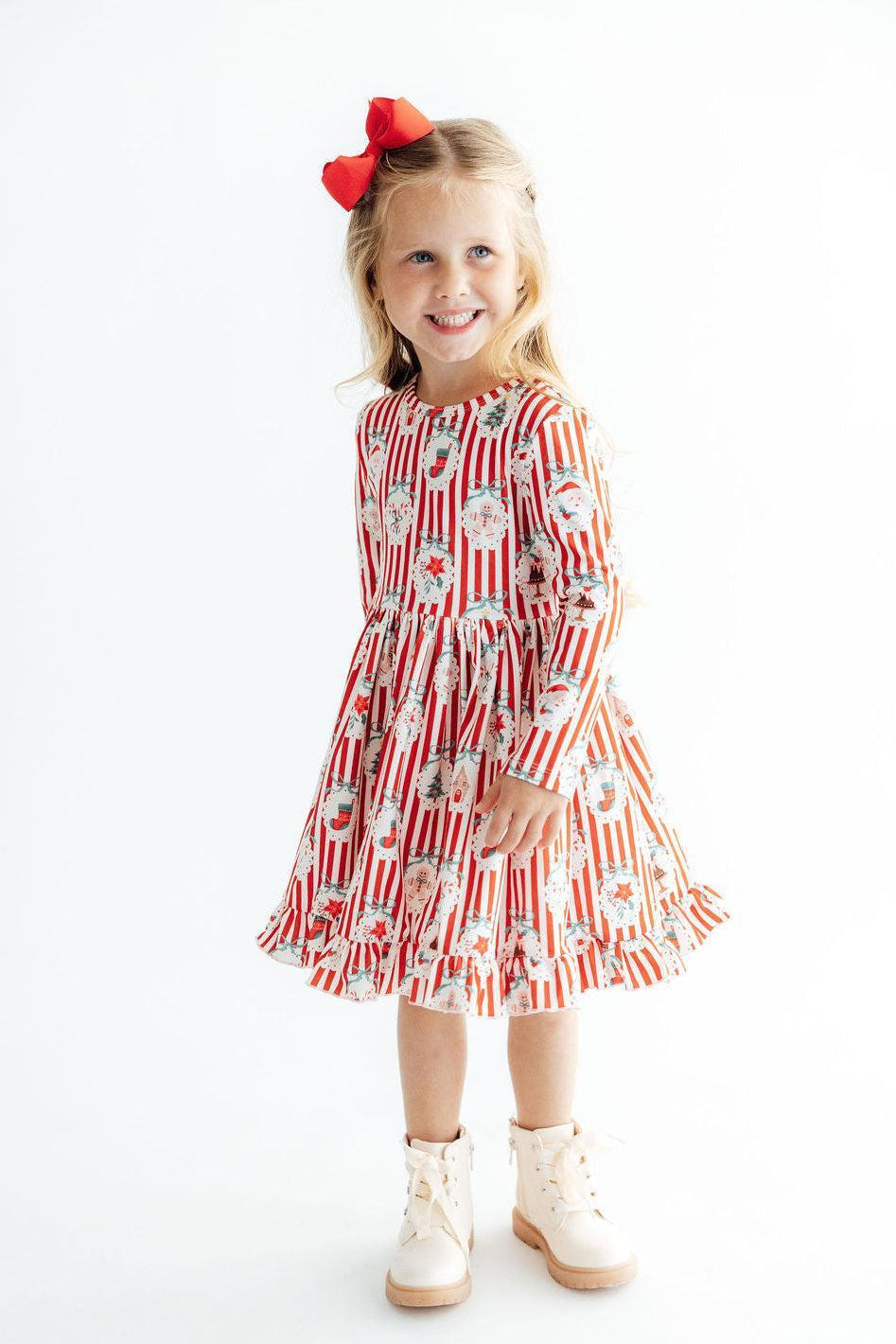 Santa's Sweet Shoppe L/s Ruffle Hem Twirl Dress