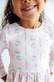 Party Time L/s Ruffle Hem Twirl Dress