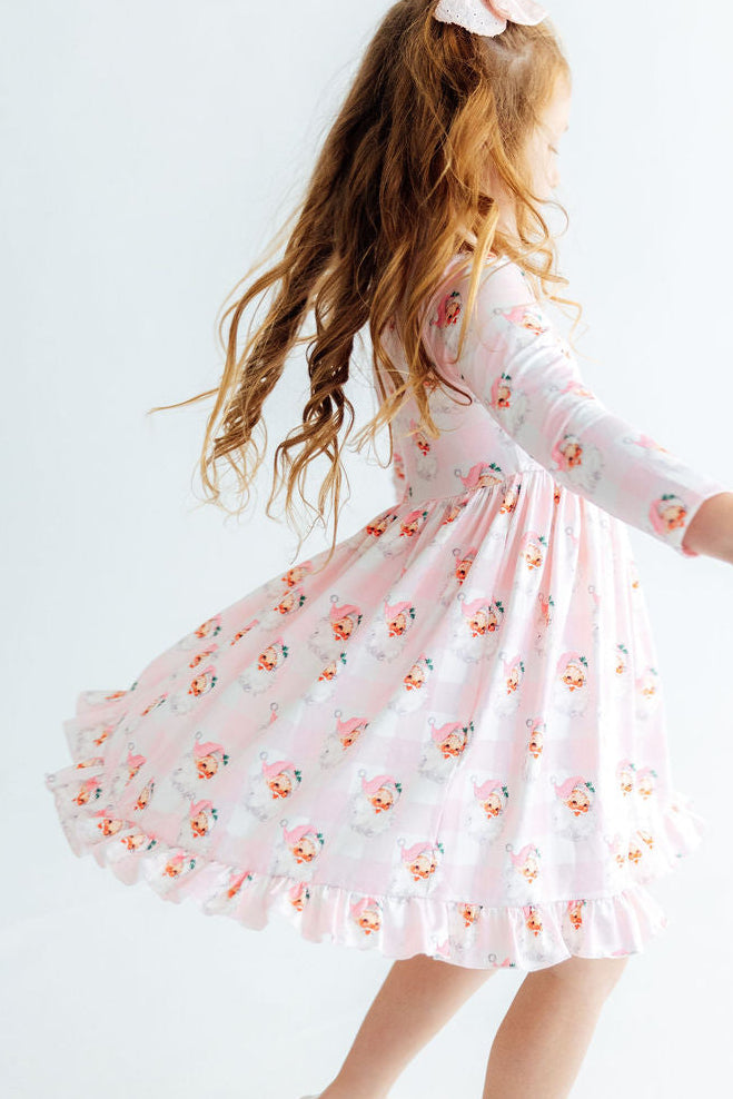 Storybook Santa L/s Ruffle Hem Twirl Dress