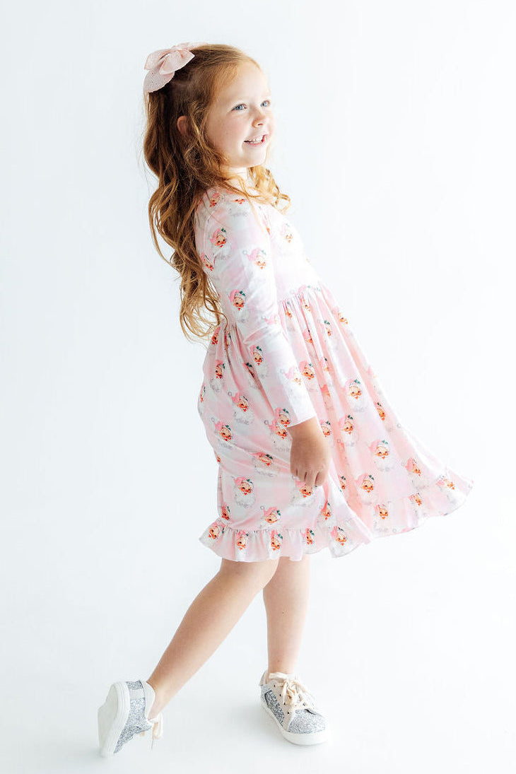 Storybook Santa L/s Ruffle Hem Twirl Dress