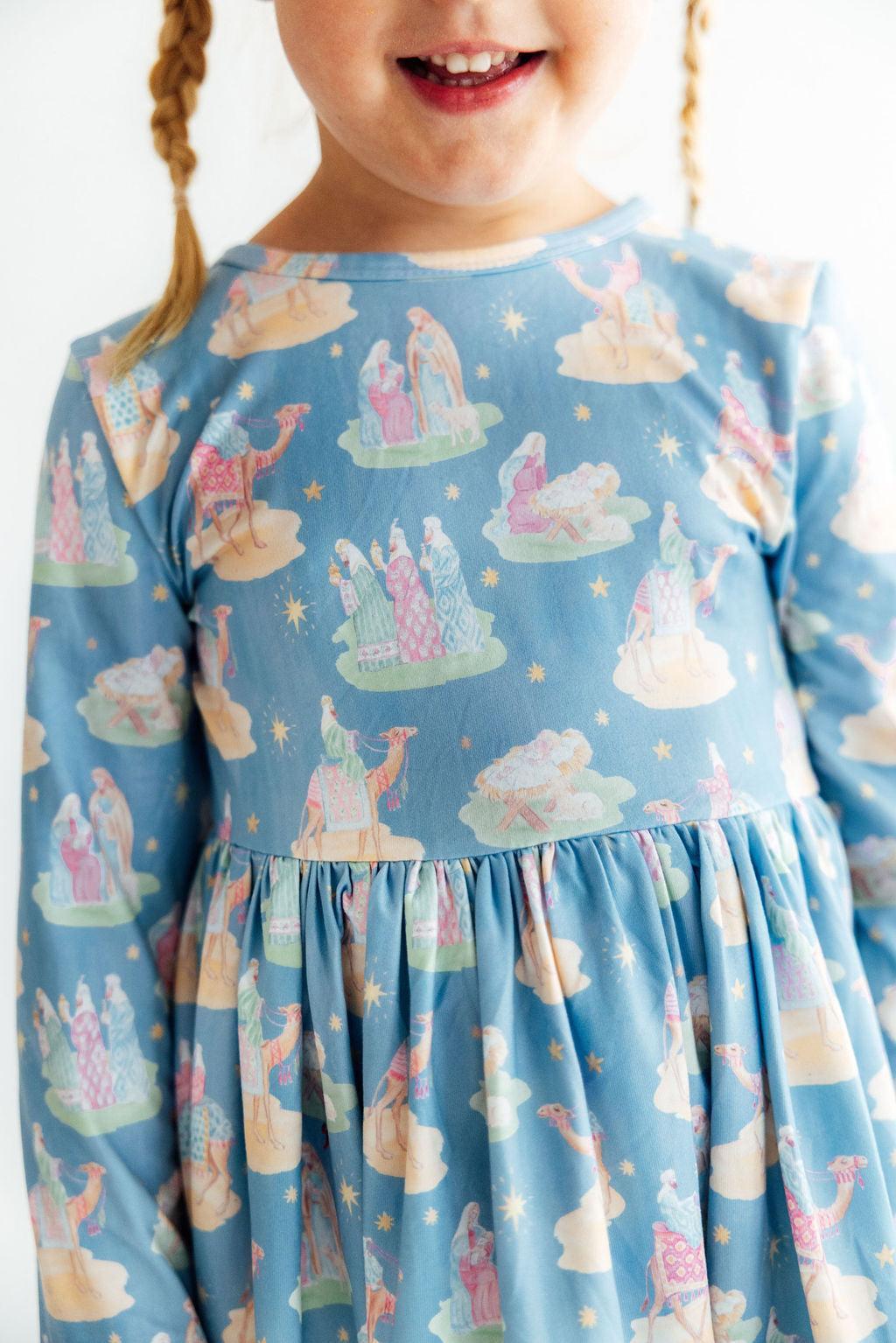 Nativity L/s Ruffle Hem Twirl Dress