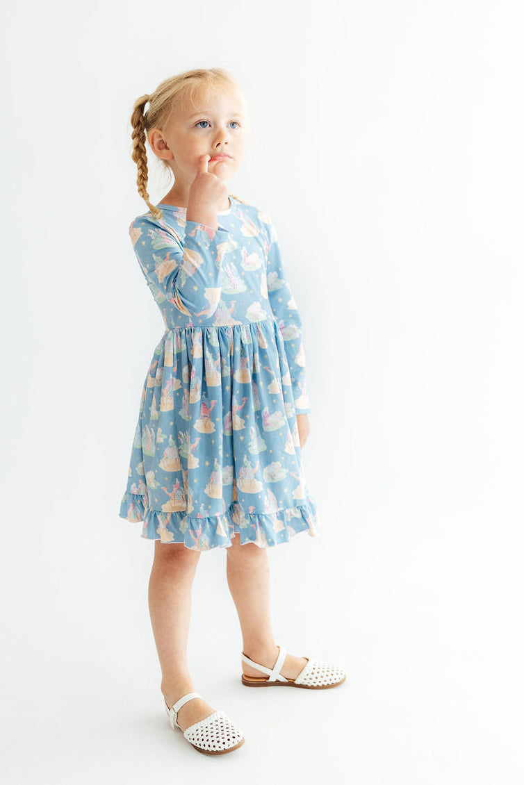 Nativity L/s Ruffle Hem Twirl Dress