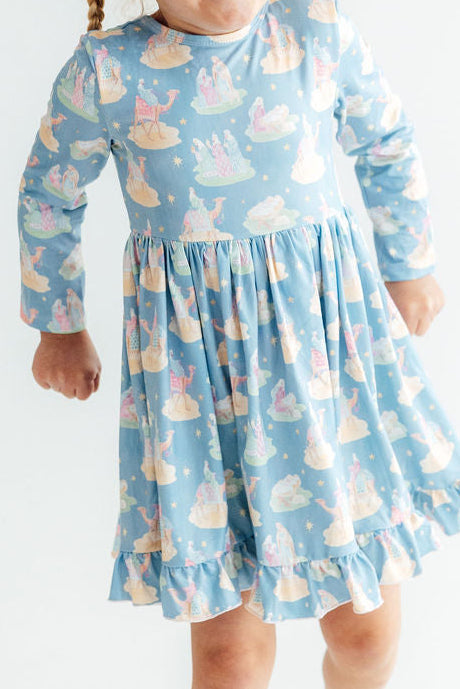 Nativity L/s Ruffle Hem Twirl Dress
