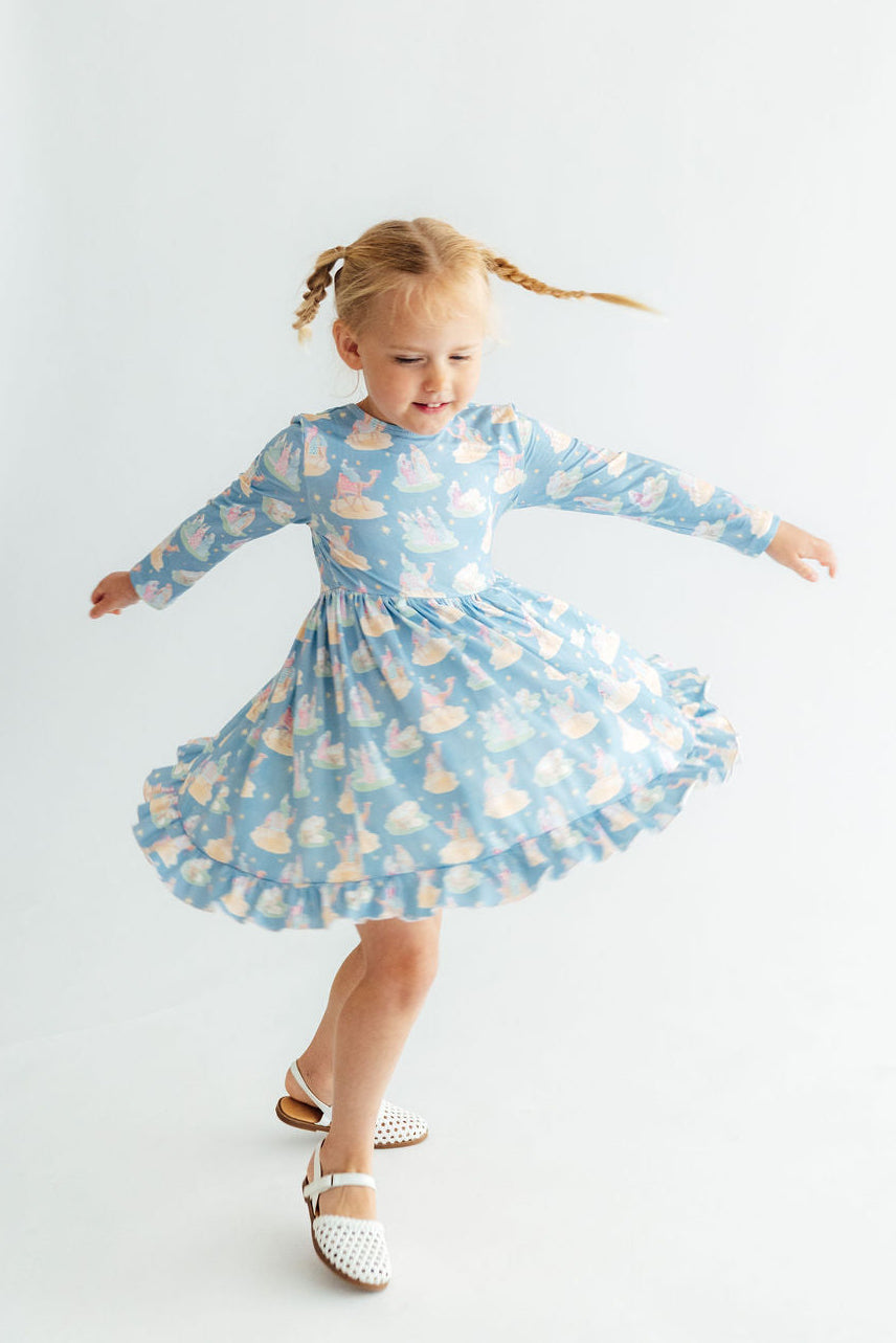 Nativity L/s Ruffle Hem Twirl Dress