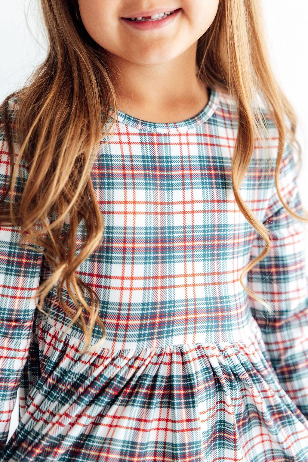 Christmas Plaid L/s Pocket Twirl Dress