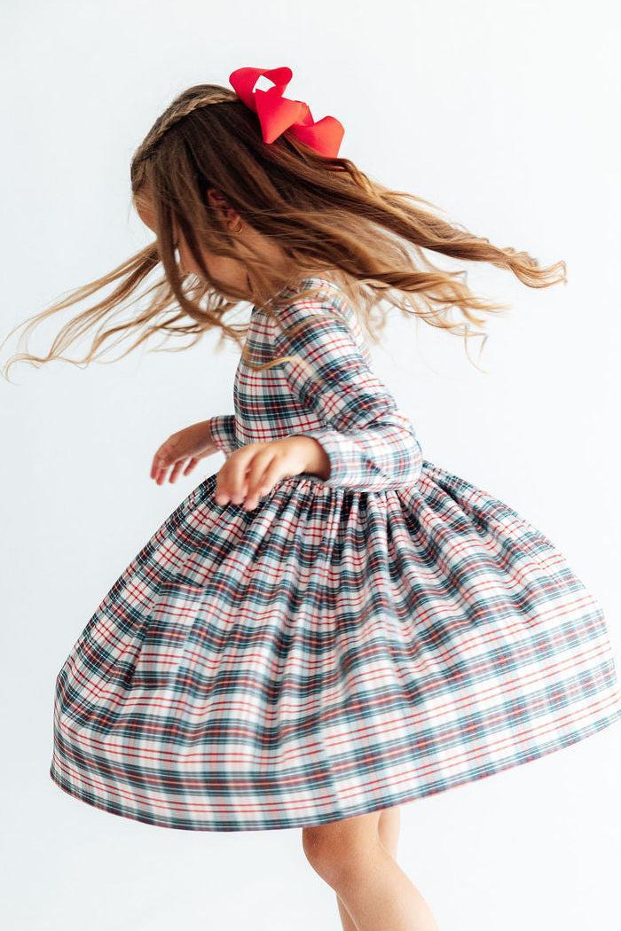 Christmas Plaid L/s Pocket Twirl Dress