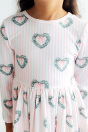 Christmas Charm L/s Ruffle Hem Twirl Dress