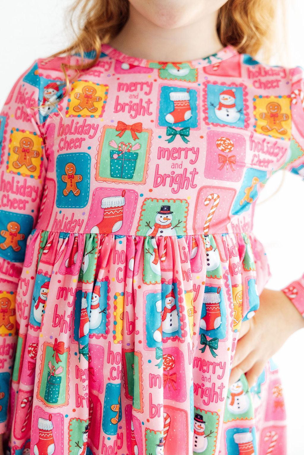 Holiday Cheer L/s Ruffle Hem Twirl Dress