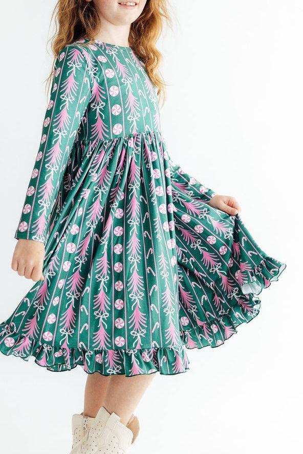Christmas Treats L/s Ruffle Hem Twirl Dress