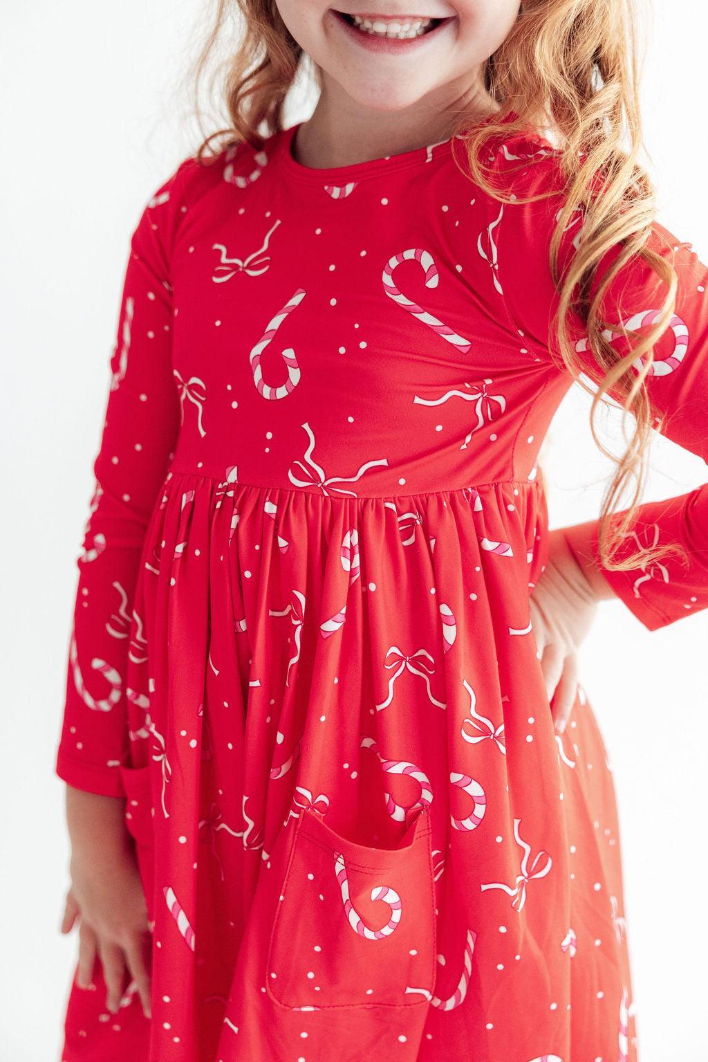 Peppermint Dreams L/s Pocket Twirl Dress