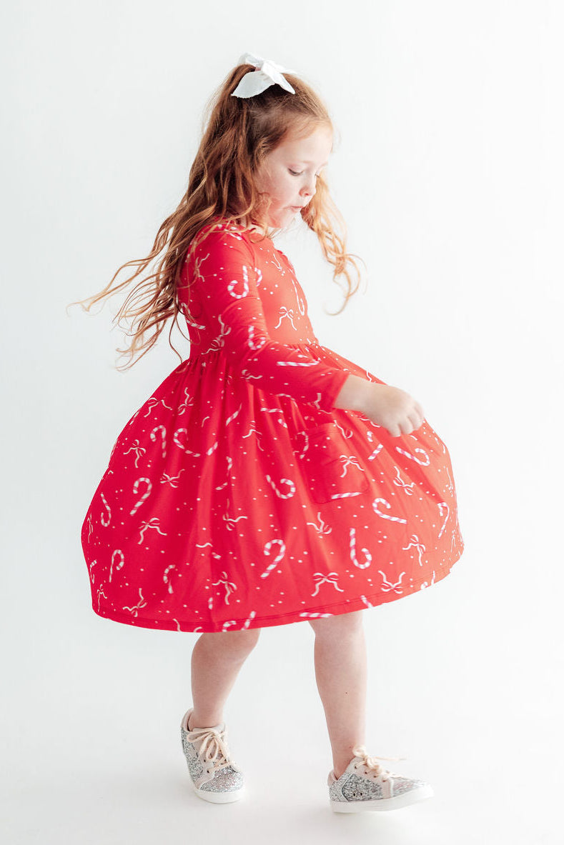 Peppermint Dreams L/s Pocket Twirl Dress