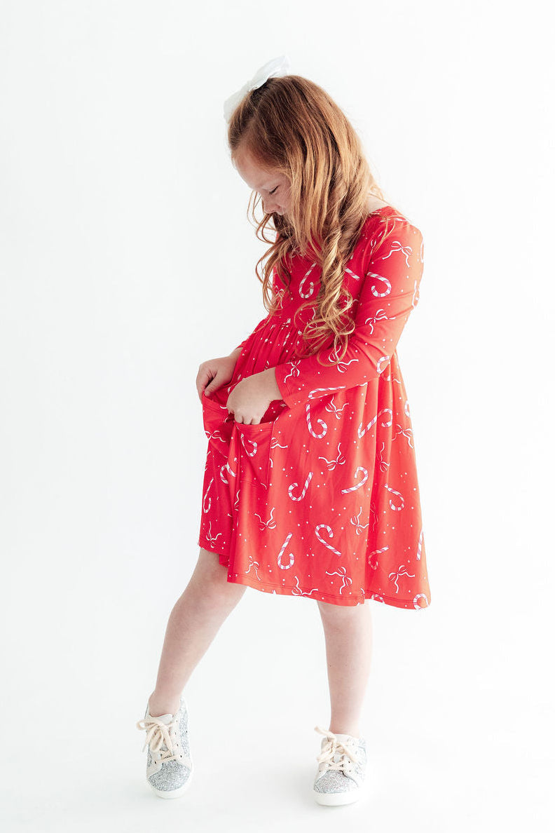 Peppermint Dreams L/s Pocket Twirl Dress