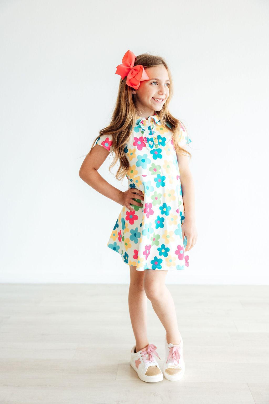 Groovy Blooms S/s Polo Dress