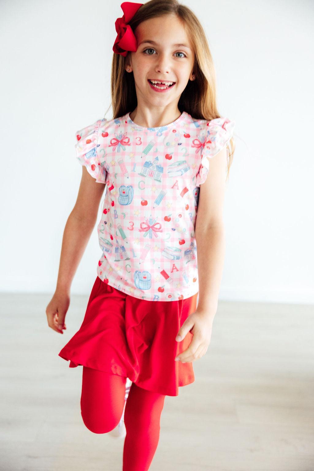 School Days S/s Ruffle Tee