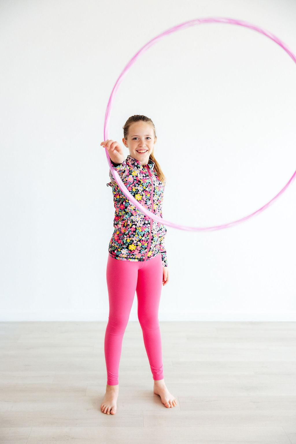 Flexible Floral Full-zip Ruffle Active Jacket