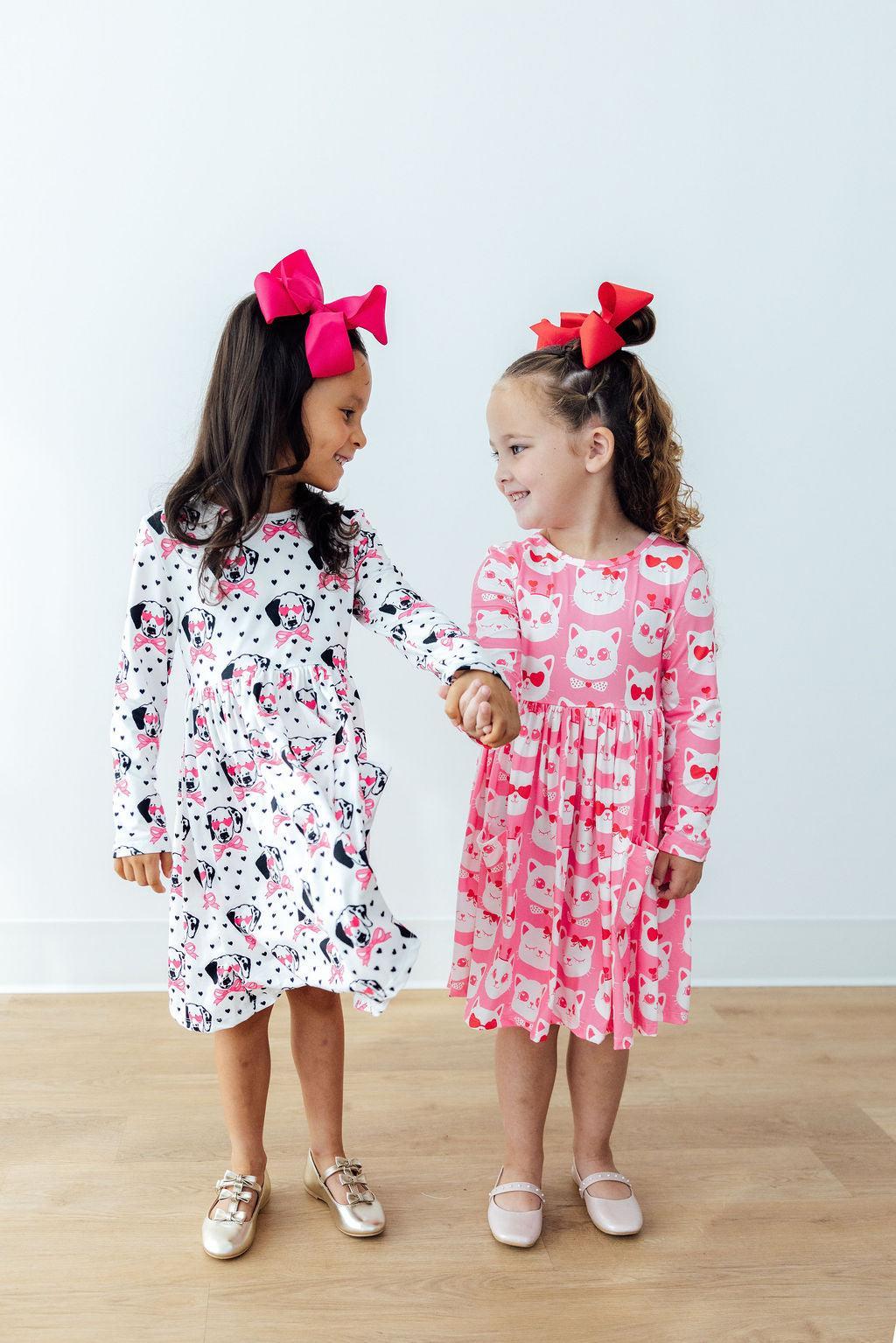 Cutie Cat L/s Pocket Twirl Dress