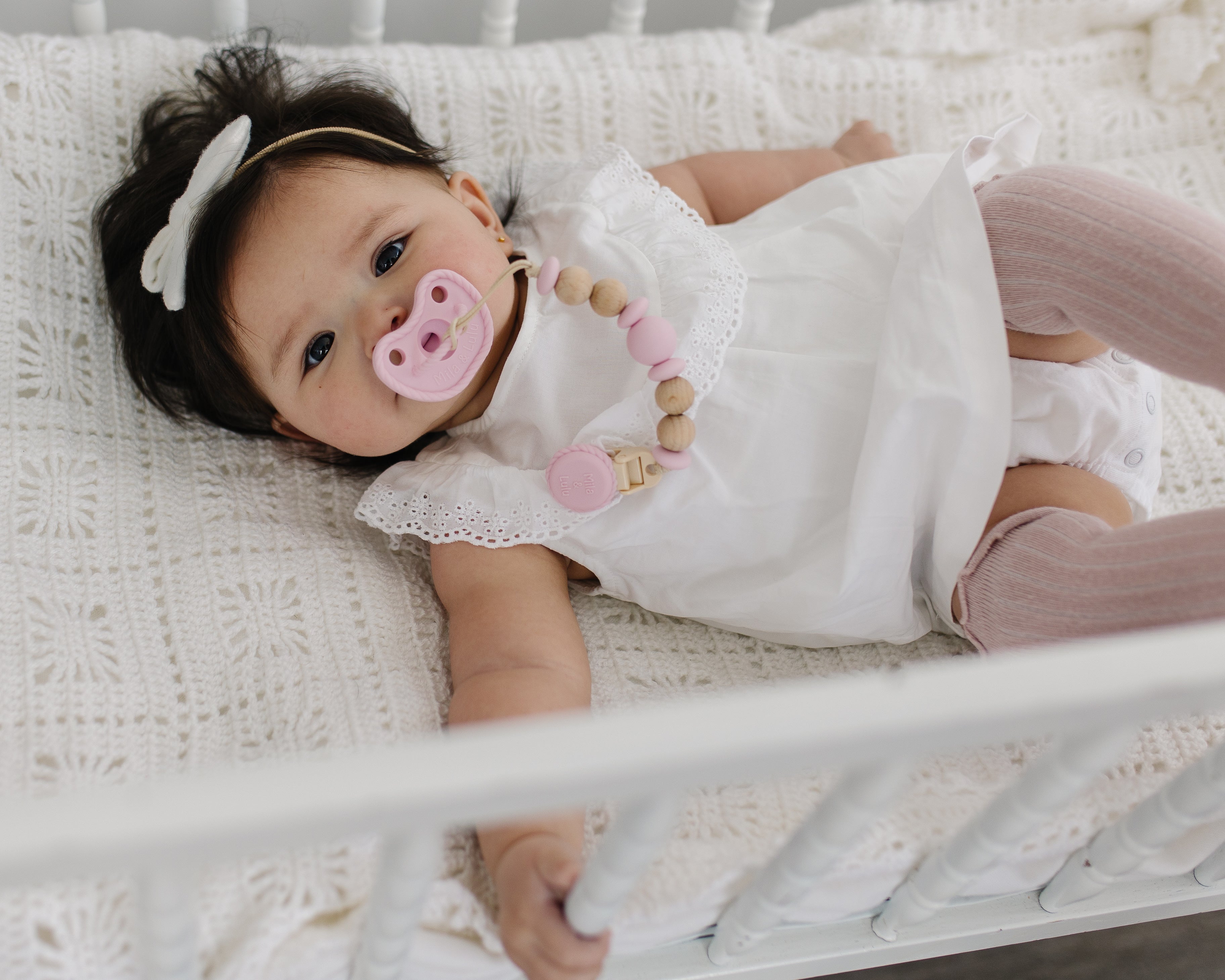 Metal-free Beaded Silicone And Beech Wood Pacifier Clips