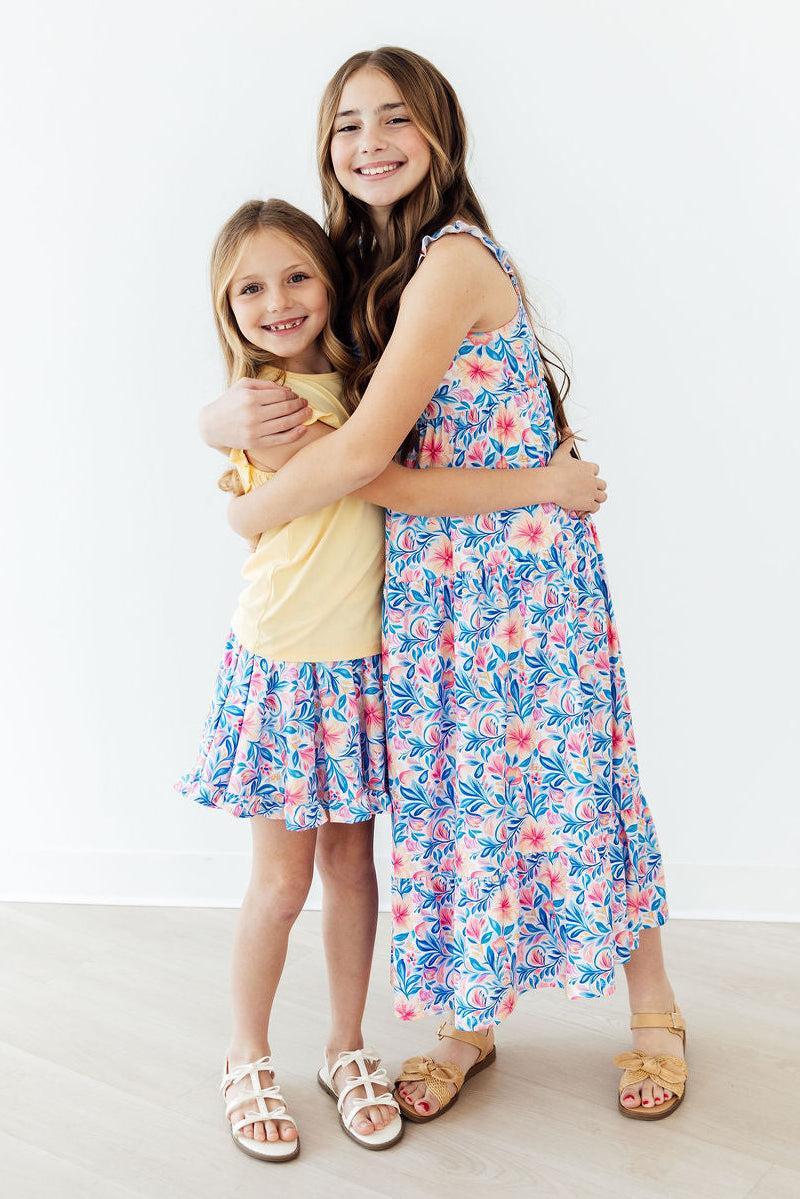 Watercolor Floral Ruffle Maxi Dress