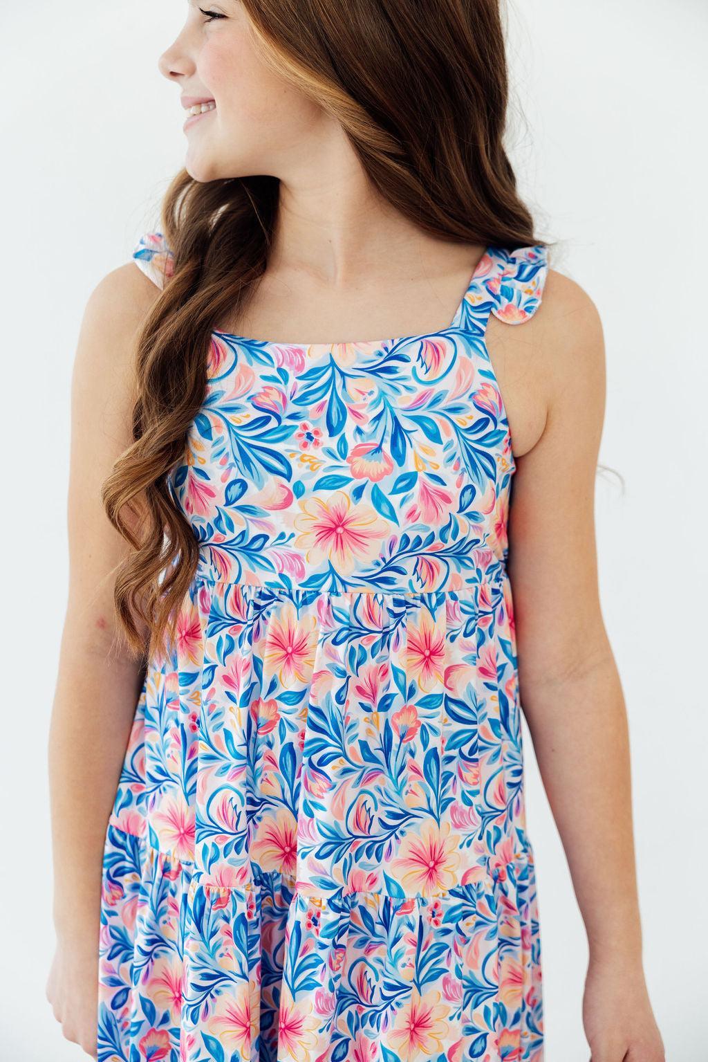 Watercolor Floral Ruffle Maxi Dress