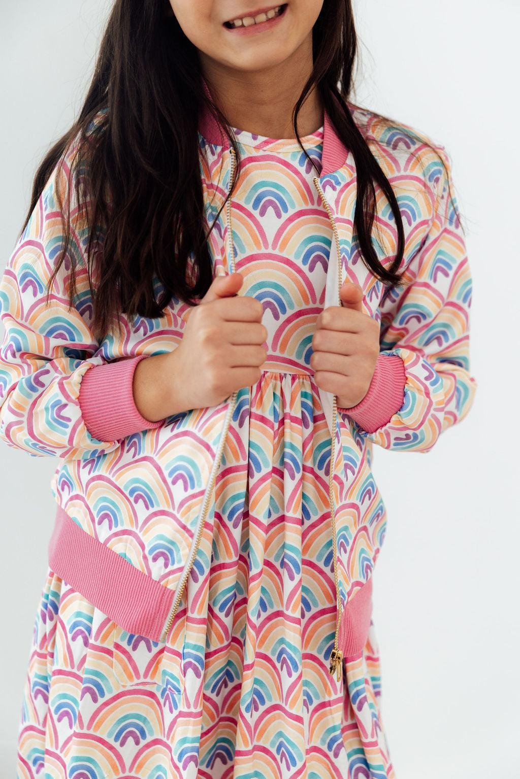 Watercolor Rainbows Satin Jacket