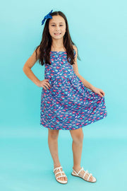 Fish In The Sea Ruffle Cross Back Dress
