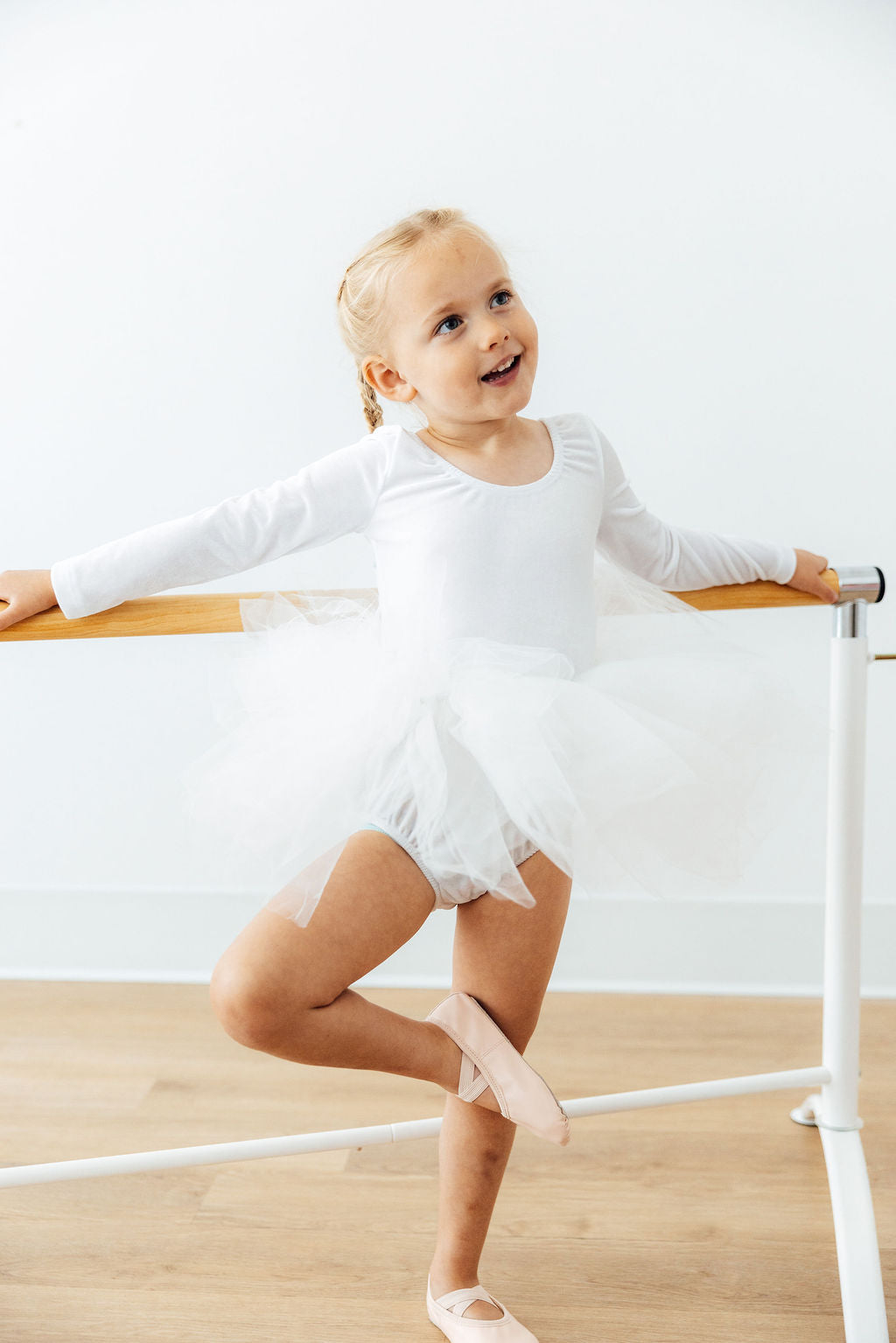 White Velvet L/s Tutu Leotard