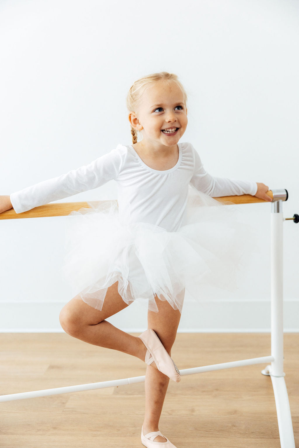 White Velvet L/s Tutu Leotard