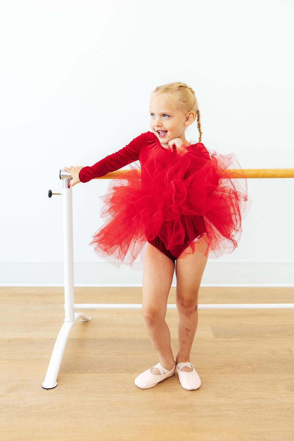 Red Velvet L/s Tutu Leotard