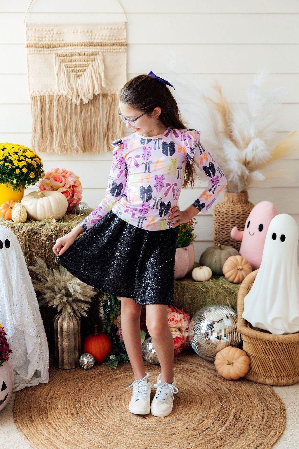Tied With A Boo Lavender L/s Ruffle Tee