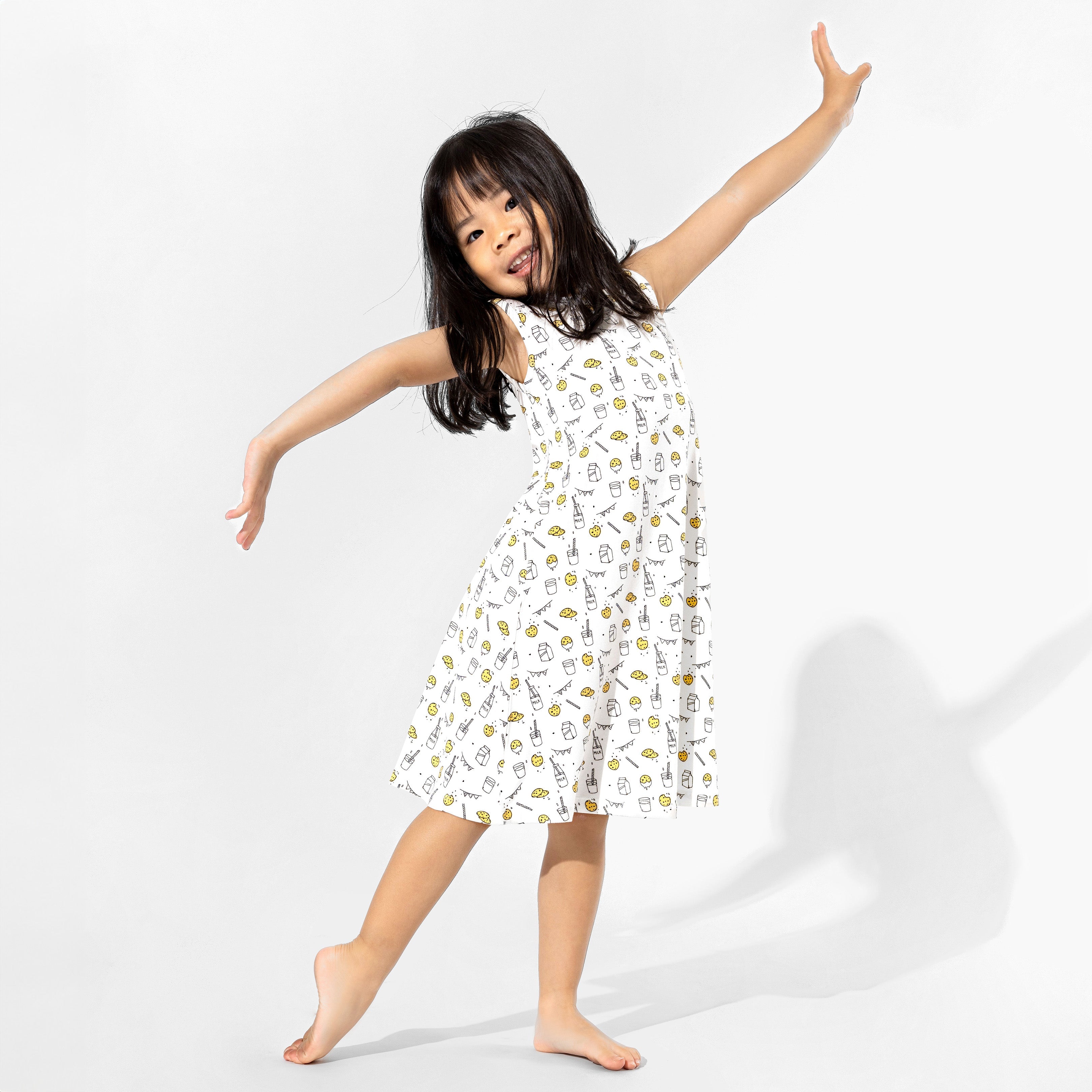 Milk & Cookies White Bamboo Girls' Sleeveless Dress