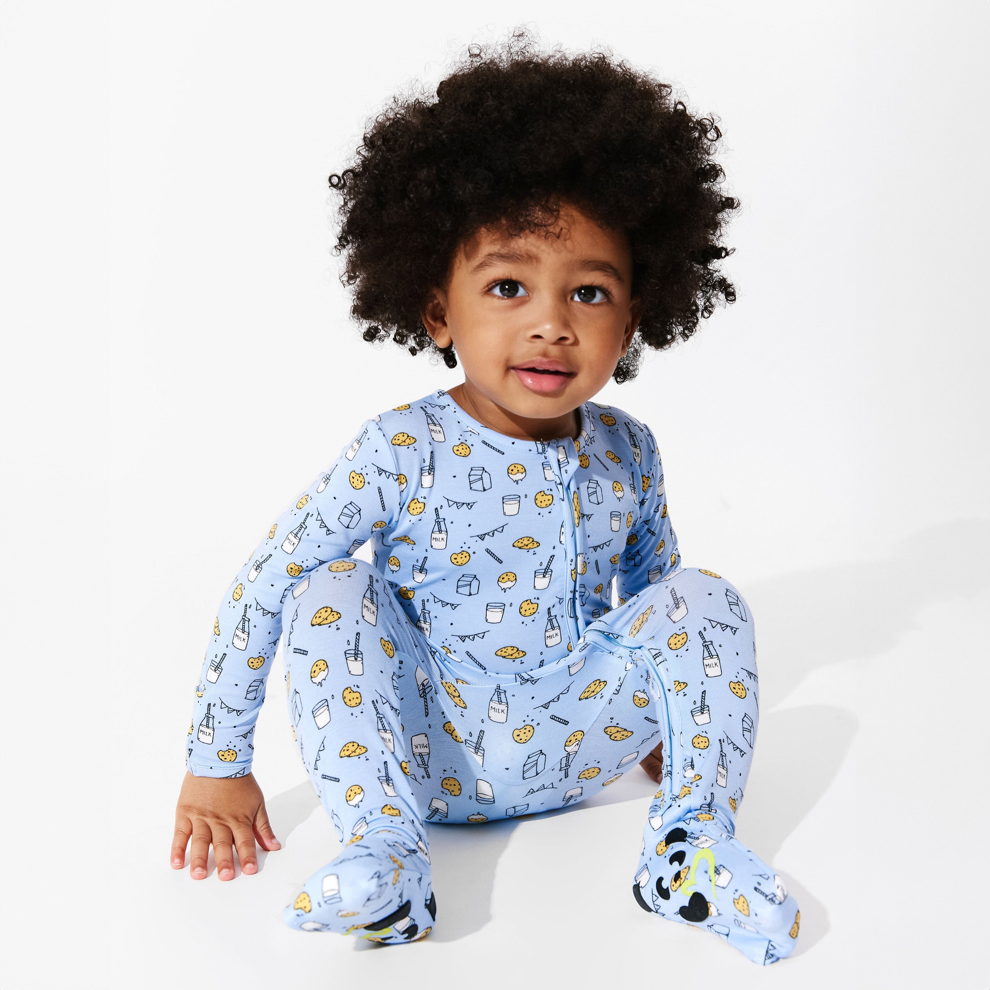 Milk And Cookies Blue Bamboo Convertible Footie