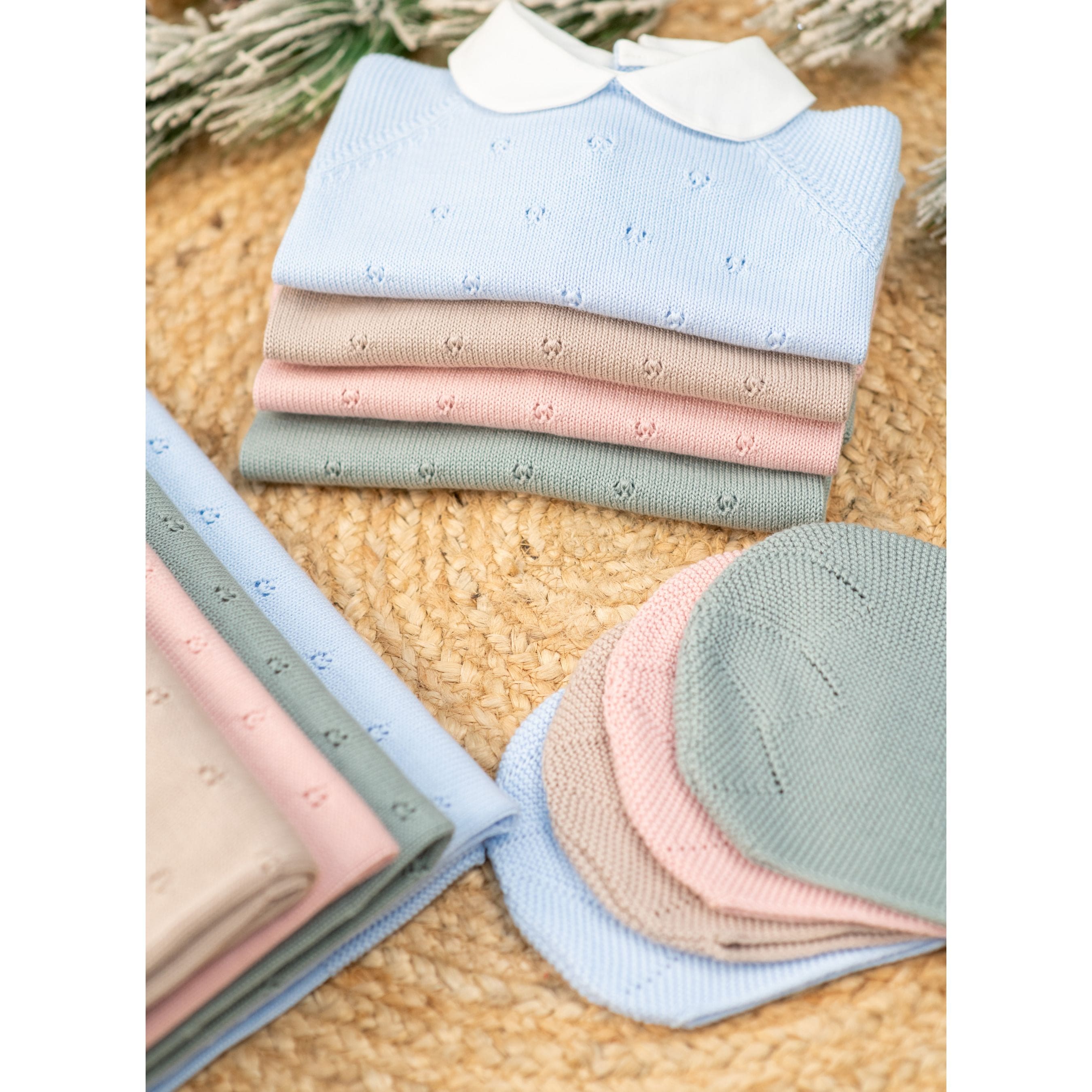 Milou | Baby Boys Blue Cotton Knit Set (4)