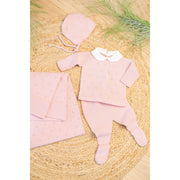 Milou | Baby Girls Pink Cotton Knit Set (4)