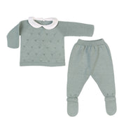 Milou | Baby Green Cotton Knit 2 Piece All-in-one Set