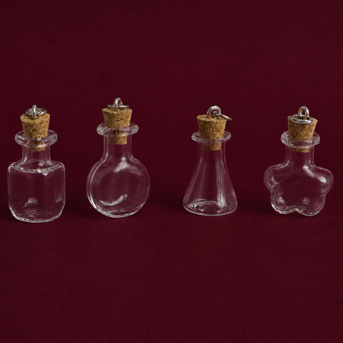 Mini Glass Potion Bottle Charms With Cork Set Of 4 Clear Message In A Bottle For Diy Jewelry & Crafts