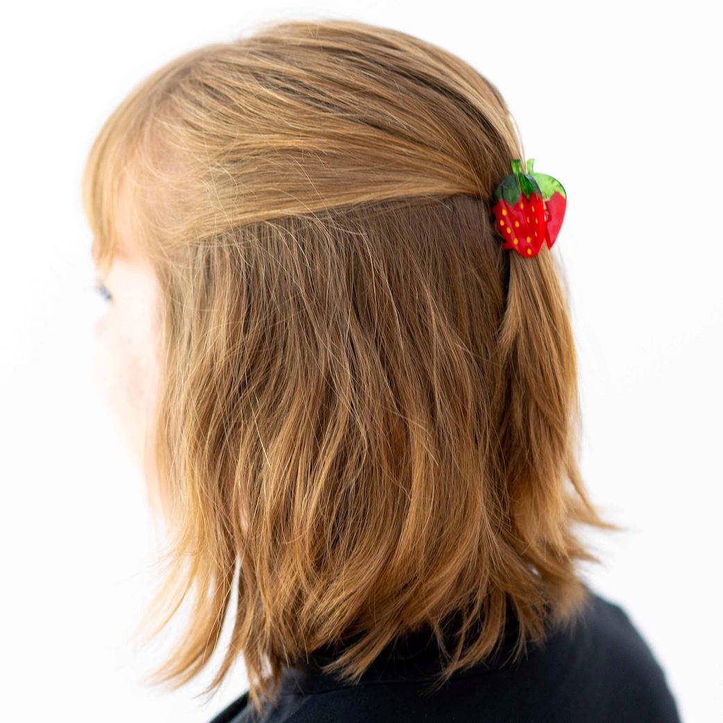 Mini Red Strawberry Hair Claw Clip