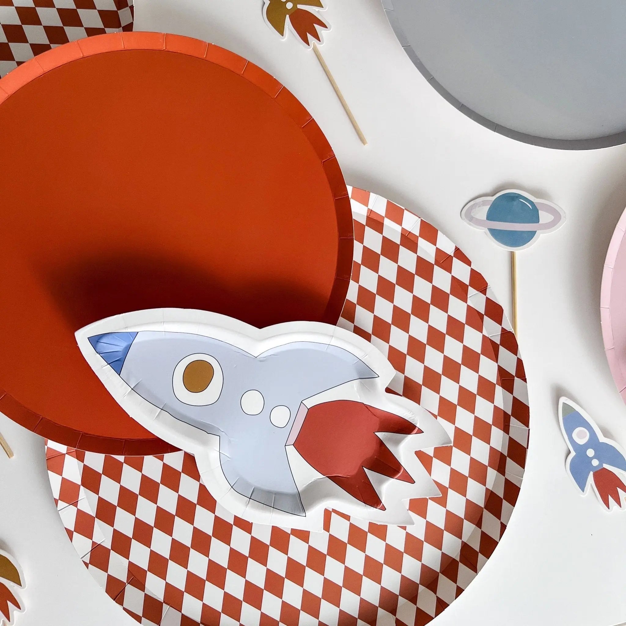 Mini Rocketship Snack Plate (set Of 8)