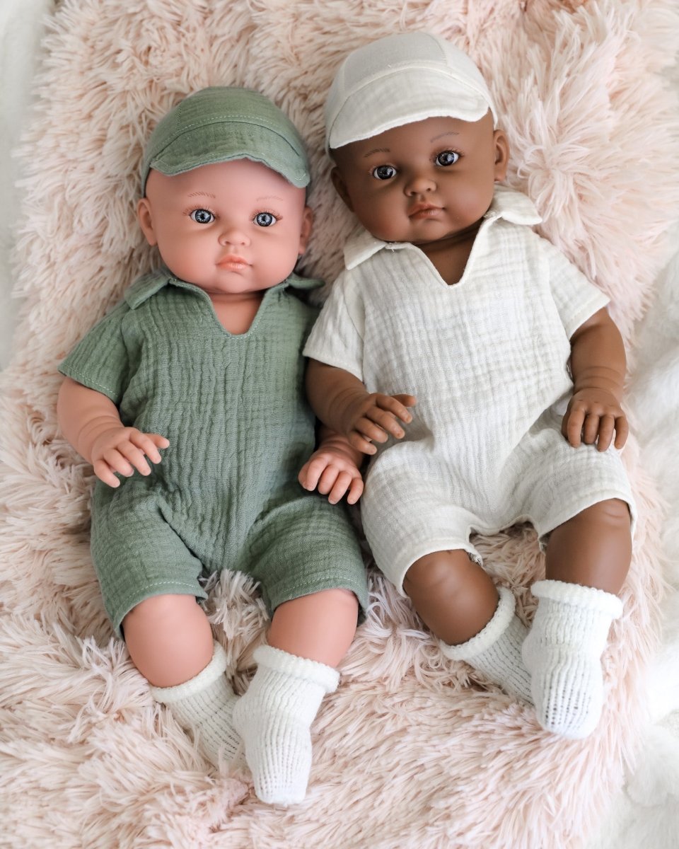 Minikane Doll | 18" Bambini Boy Doll Augustin In White Outfit