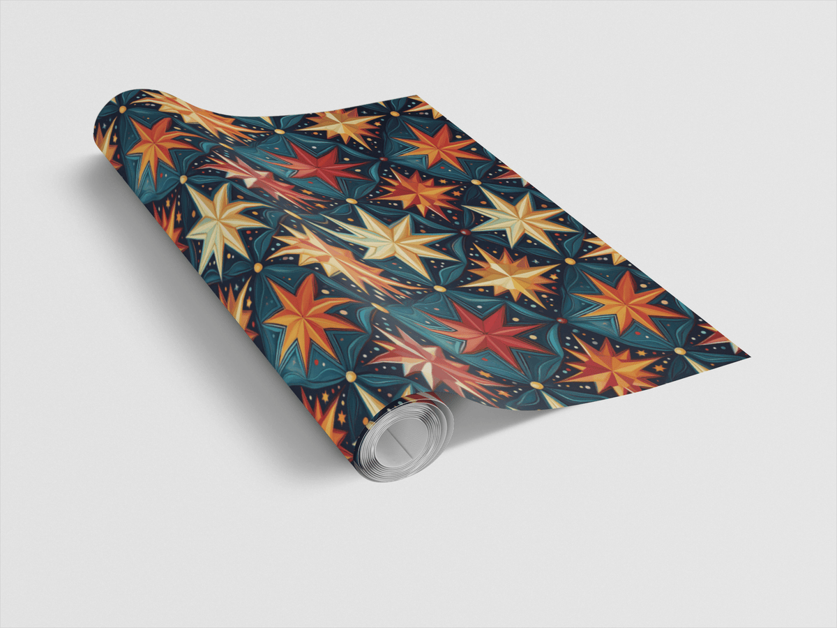 Midnight Gold Starburst Wrapping Paper
