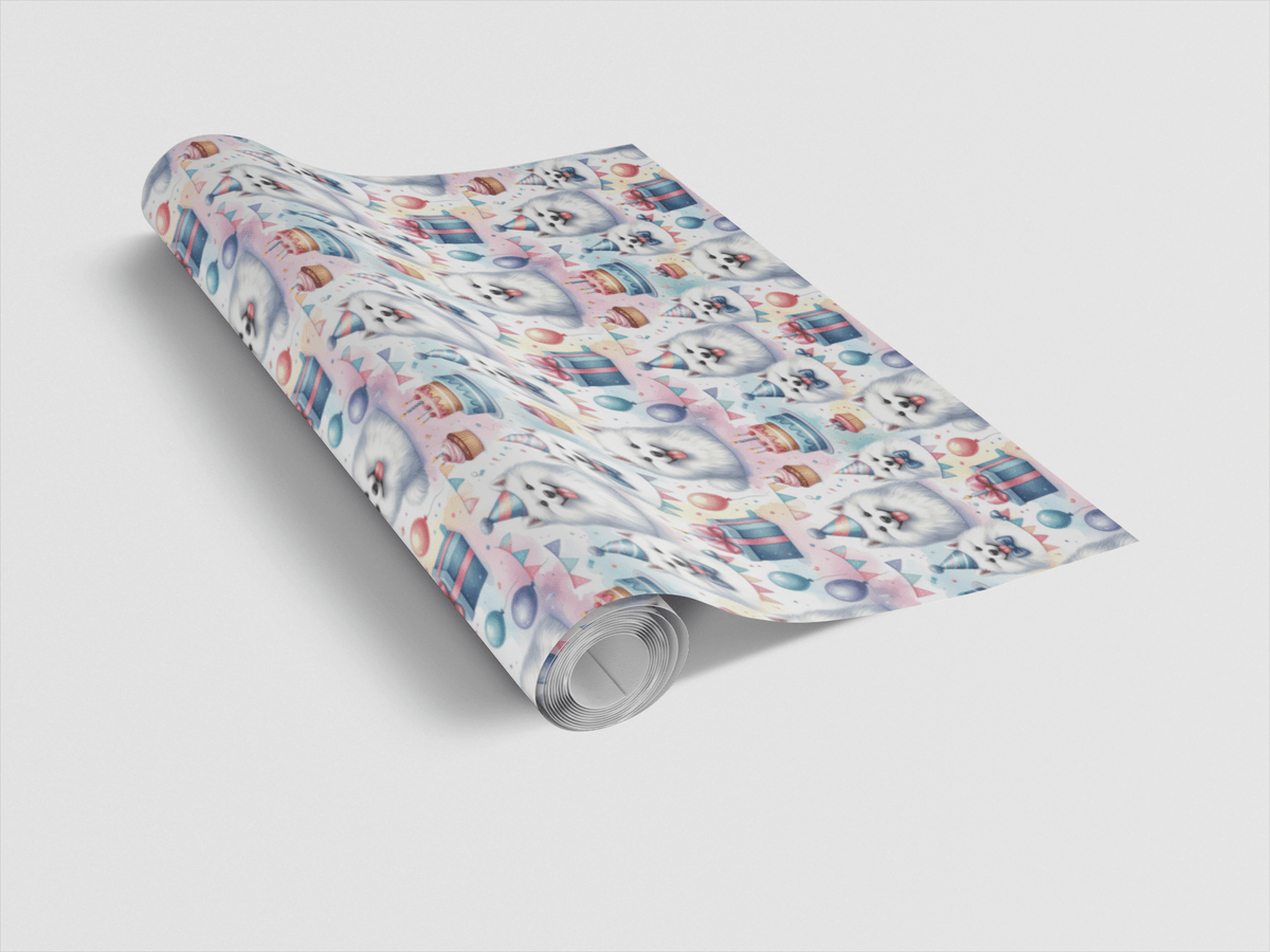 Birthday Celebration Samoyeds Wrapping Paper
