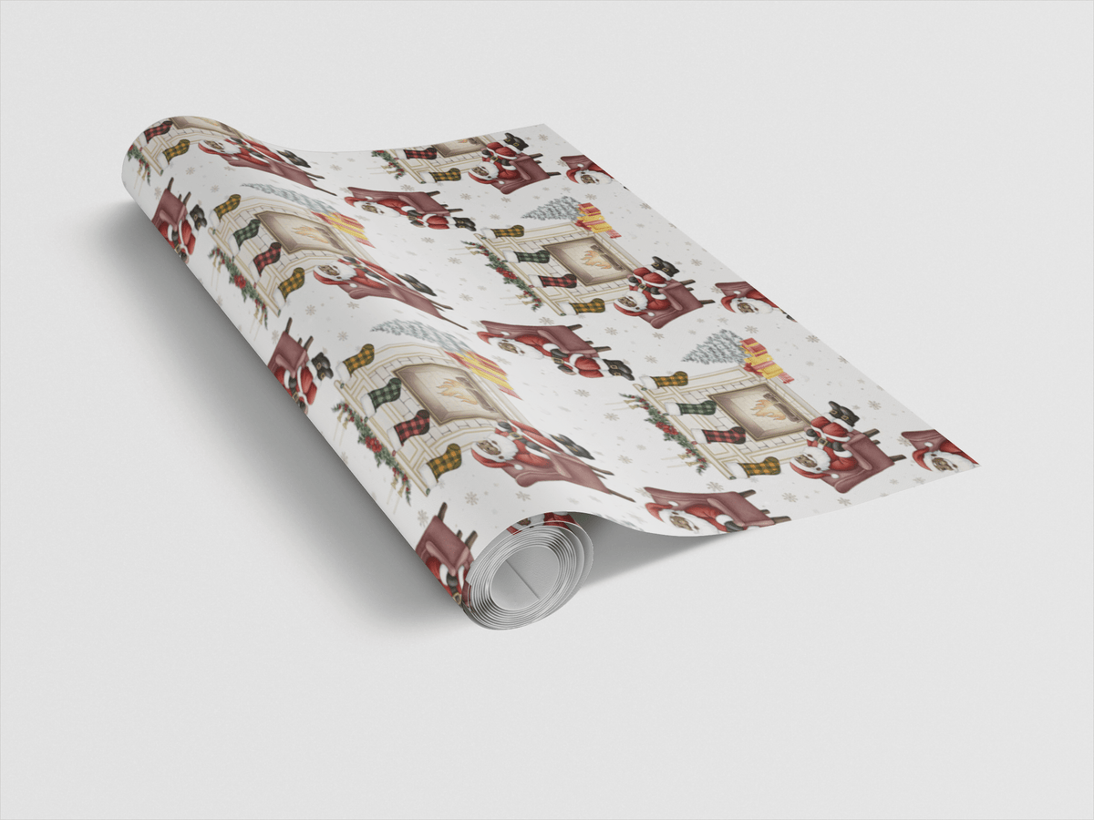 Fireside Santa Wrapping Paper