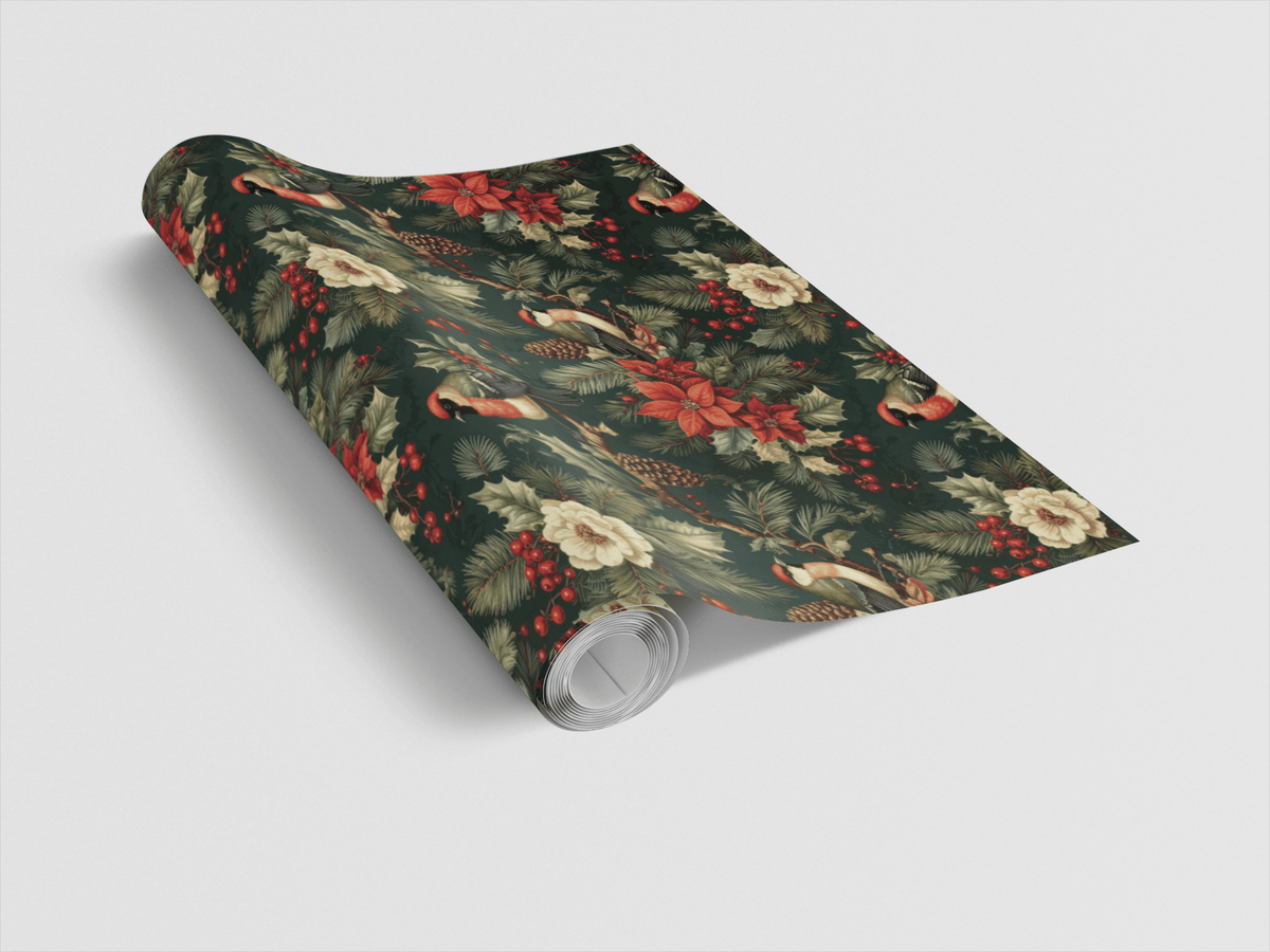 Victorian Holiday Aviary Wrapping Paper