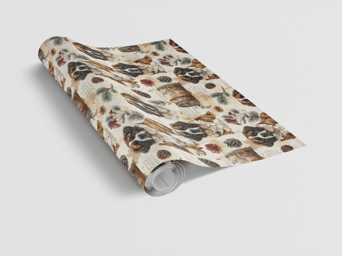Vintage Alpine Archives (st. Bernard) Wrapping Paper
