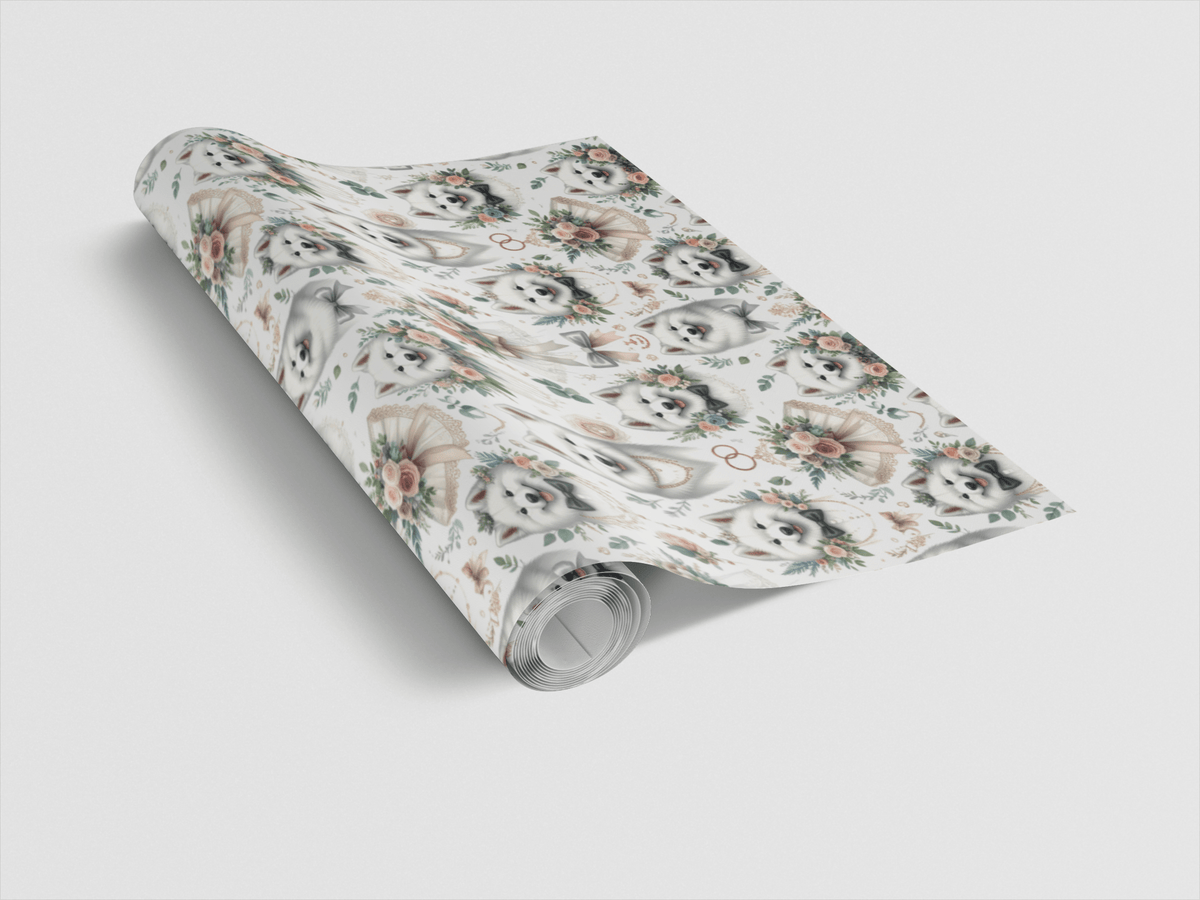 Wedding Samoyeds Wrapping Paper